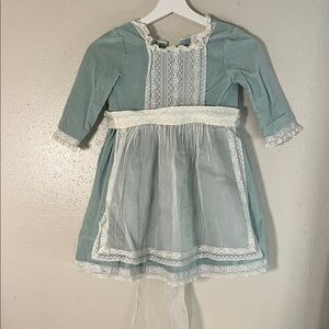 Blue Lace Dress with White Accents